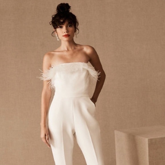 Anthropologie Pants - Anthropologie x BHLDN Saylor Janae Strapless Feather Jumpsuit